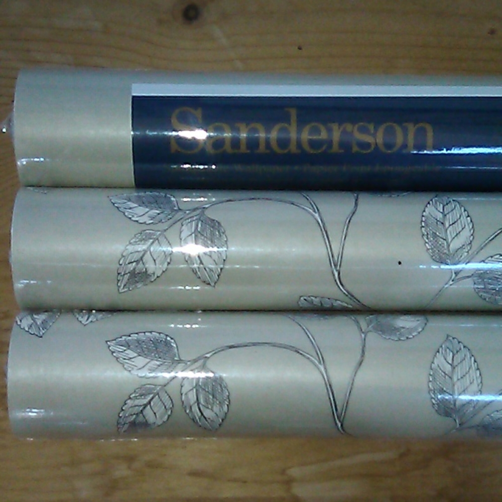 SANDERSON taupe w/ leaves wallpaper 3 rolls
